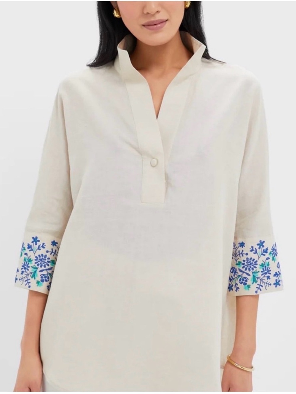 Tuckernuck Embroidered Cuff Willow Blouse